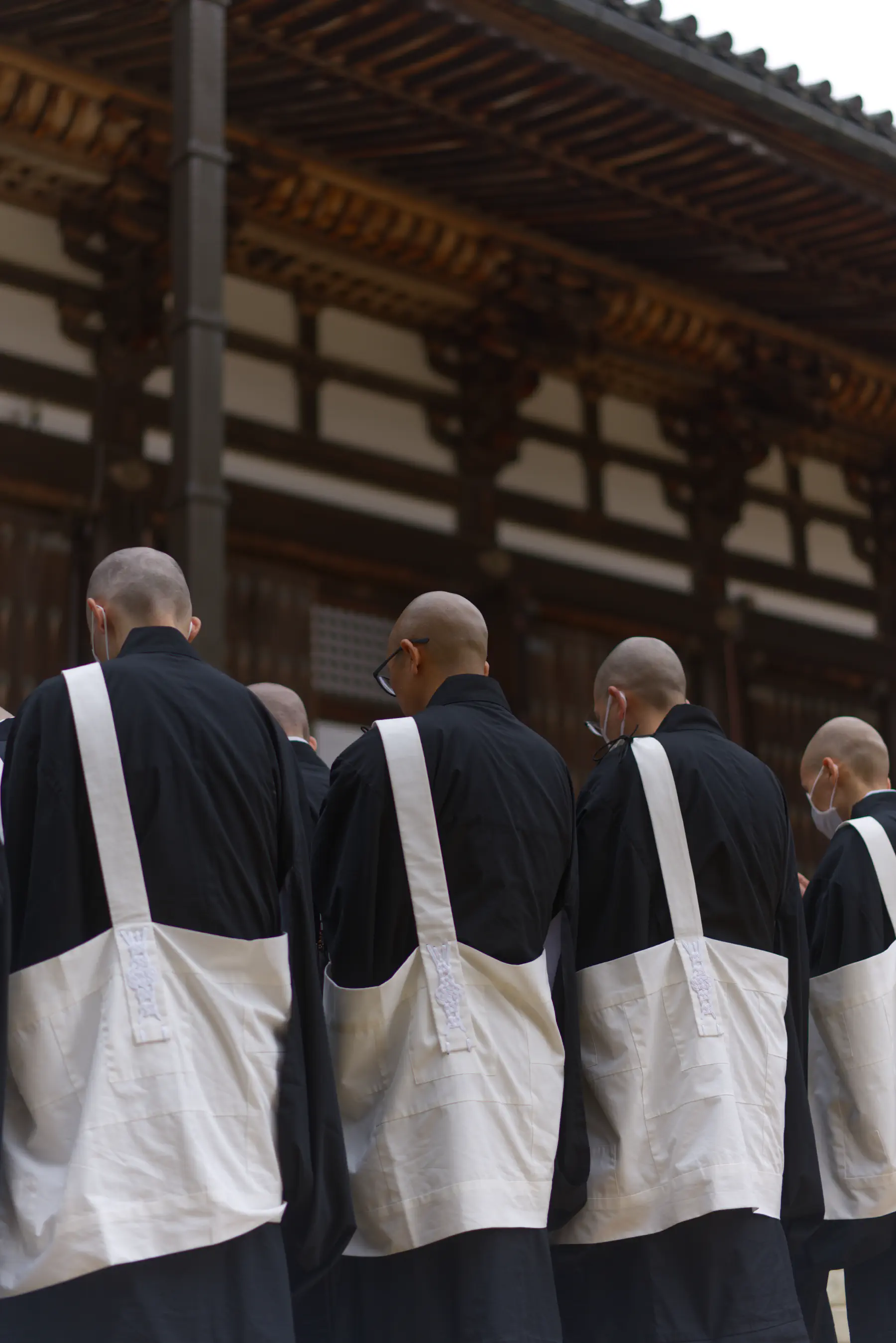 Monks praying during the ceremony