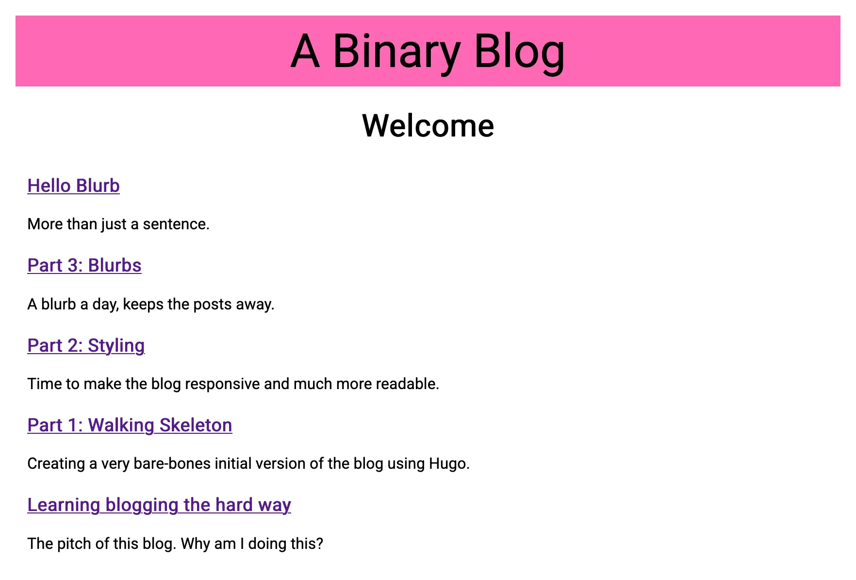 Home Page with Blurb